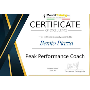 Immagine che mostra l'esempio di un certificato Peak Performance Coach